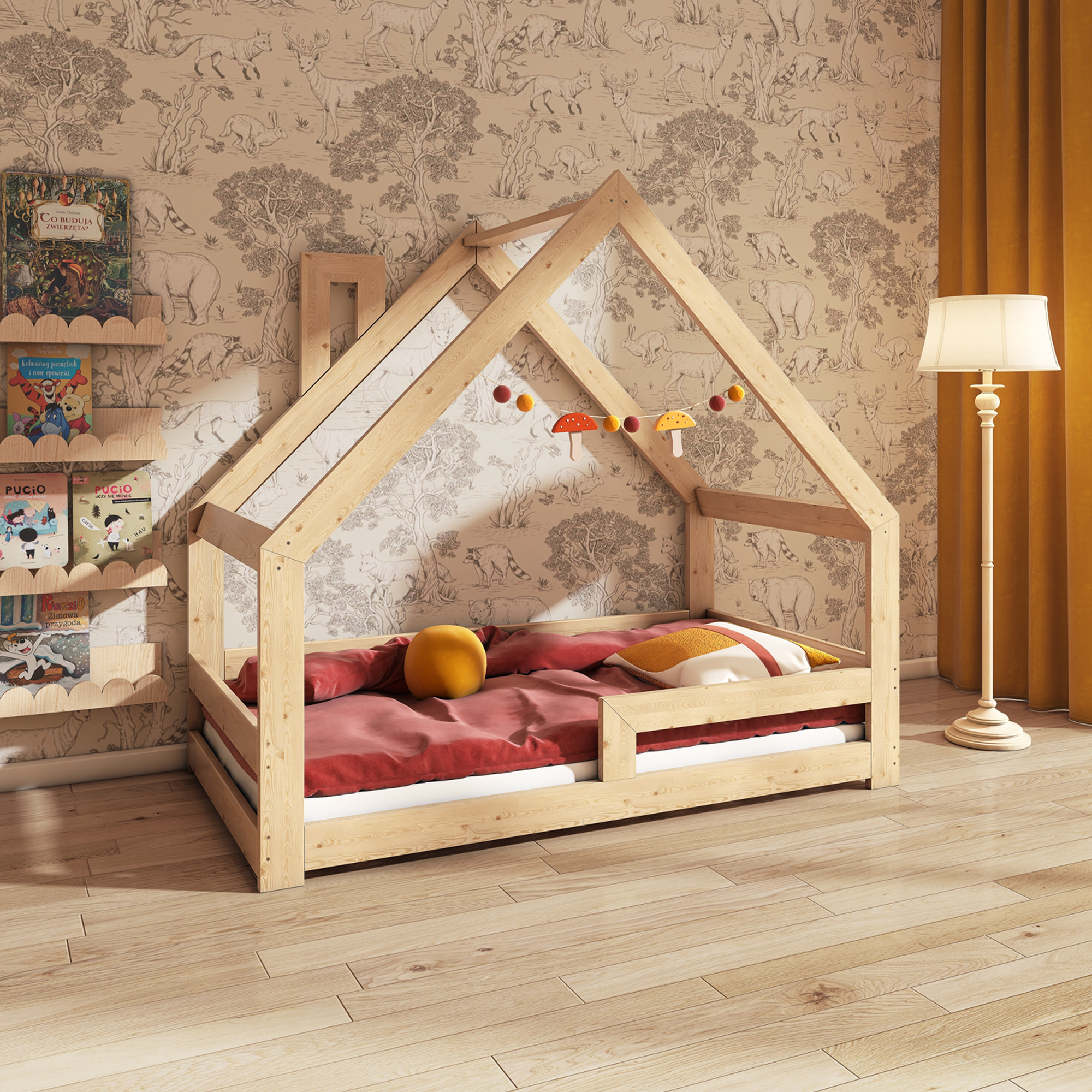 NeeSleep Hausbett 90x200 cm mit Rausfallschutz und Schornstein Symmetrisch
