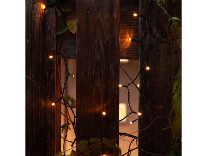 Solar LED-Lichterkette, 400 Glühbirnen, 4 Meter, schwarzer Draht, warmweisses Licht