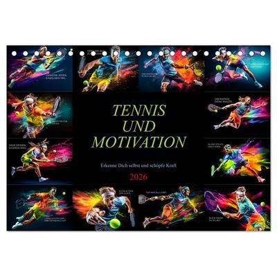 Tennis und Motivation (Tischkalender 2026 DIN A5 quer), CALVENDO Monatskalender