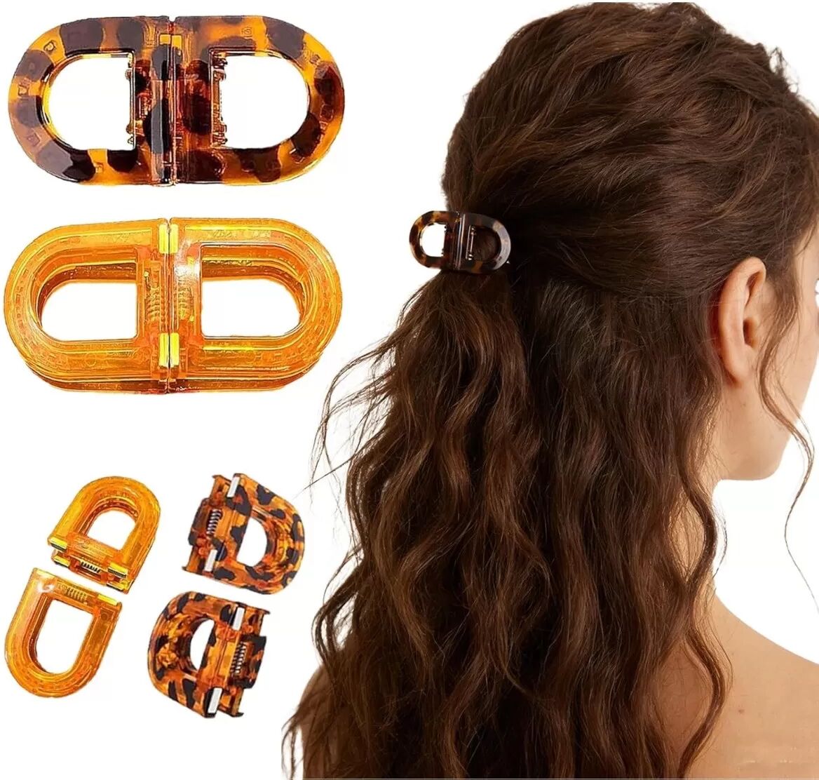 INF Magnetischer Haarclip 2er-Set — Starker Halt, Faltenfrei, 2-in-1 Leopard + Orange