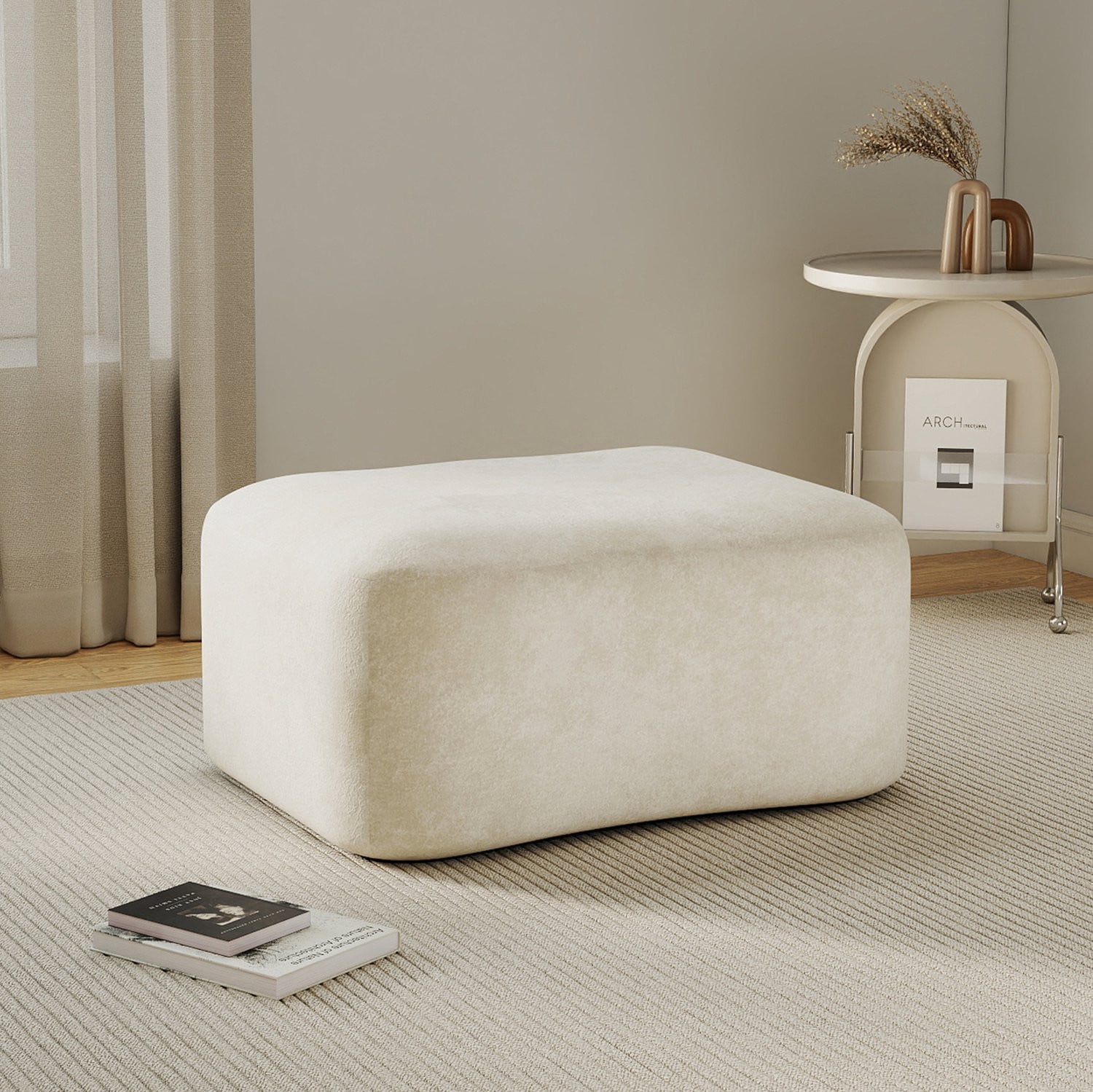 CHICFURN Hocker Beige Gestoffeerd Velvet