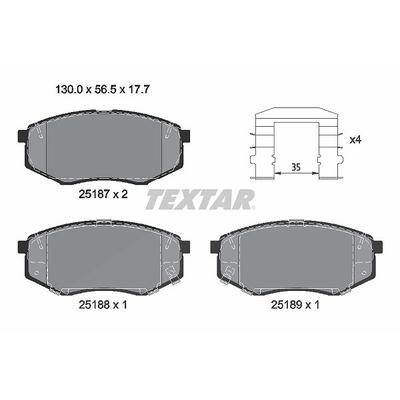 Textar Bremsbelagsatz, Scheibenbremse [Hersteller-Nr. 2518704] für Kia