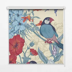 INNENROLLO - Fensterrollo - Rollo - 90x180 cm - Vögel zwischen den Blumen