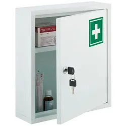 Relaxdays Abschließbarer Medizinschrank Weiß,Grün,Silber