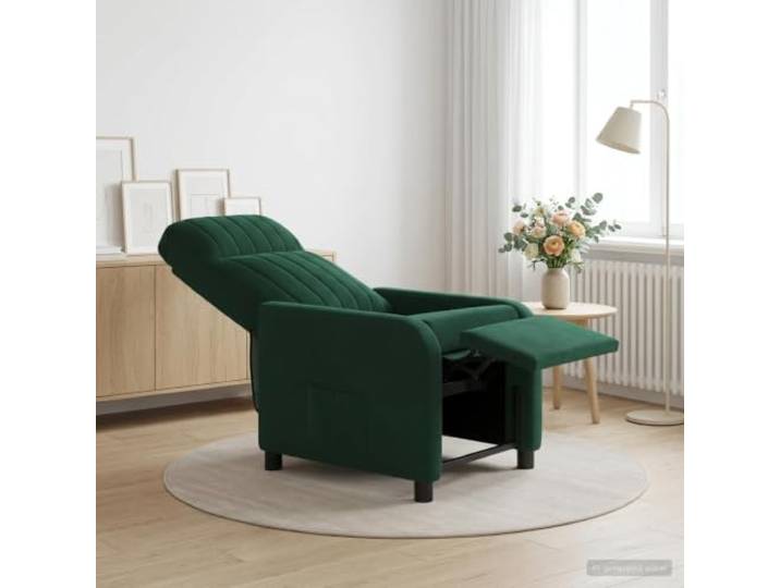 Massage Relaxsessel Dunkelgrün Samt Höhenverstellbar,neigbar,flache Armlehnen,Samtbezug,Metallgestell,Holzwerkstoff,leicht zu pflegen