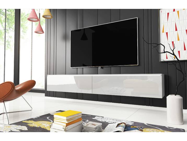 Meuble TV CERIEE 180 – blanc / blanc brillant