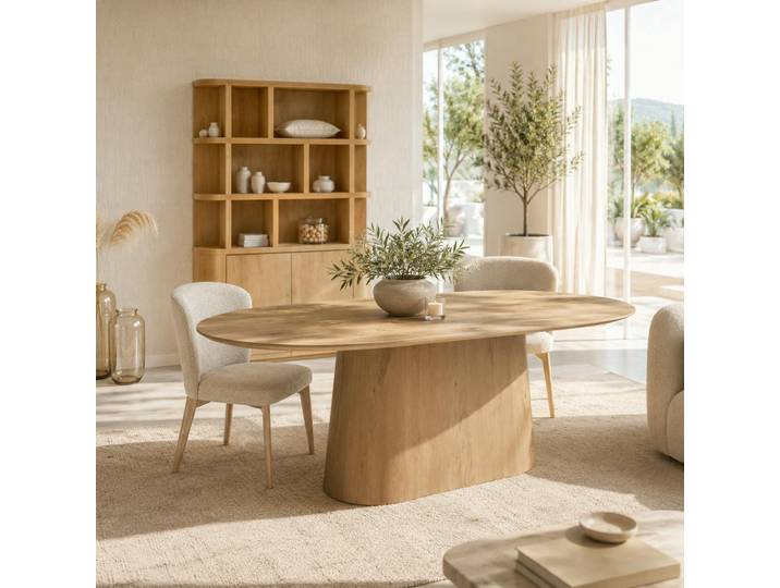 Table À Manger Design Ovale En Chêne Clair 200 Cm Loren