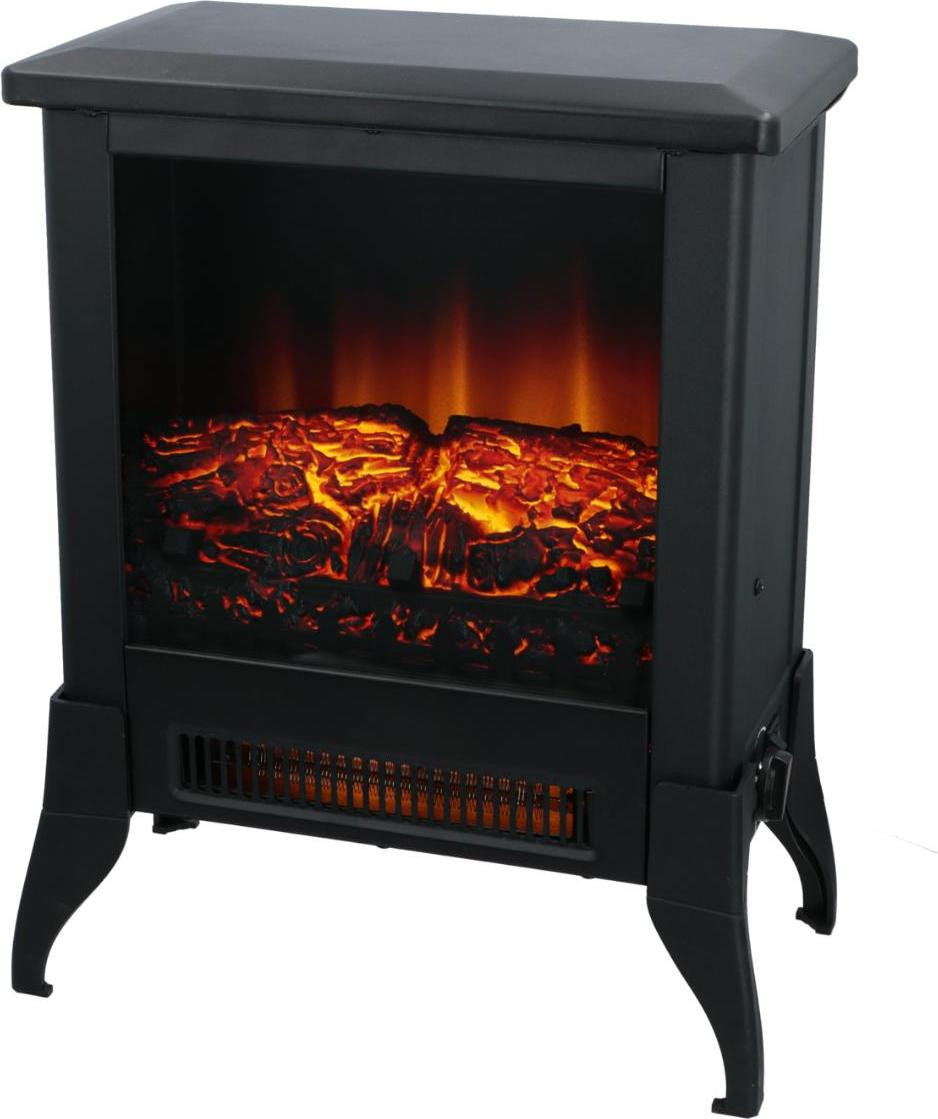 Classic Fire Sfeerhaard Elektrisch Verona - Zwarte elektrische haard met verwarming, LED-vlammen en timer