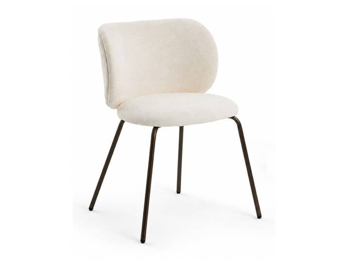 1 chaise crème de table en chenille, dossier courbé et assise douce