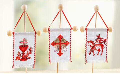 Stickpackung Osterfahnen, 3er-Set