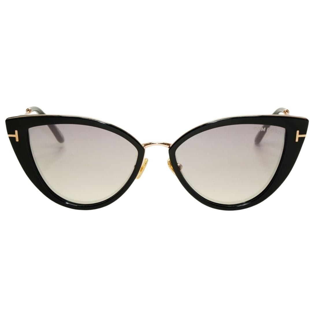Tom Ford Anjelica-02 Smoke Mirror Lens Glanzend zwarte zonnebril