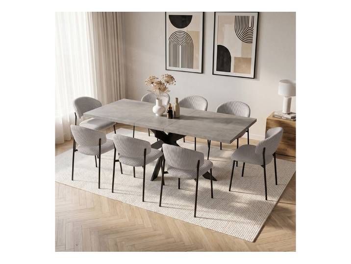 Jiexi Essgruppe Ausziehbarer Esstisch 160-200cm MDF Rhein Set Cord Stühle