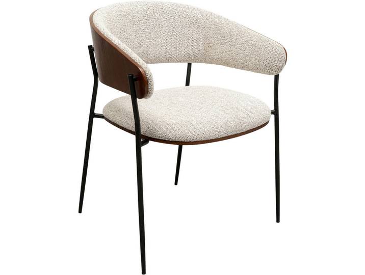 Kare-Design Armlehnstuhl, Braun, Schwarz, Beige, Holz, Metall, Recyclingholz, Walnuss,Walnuss, Sperrholz,Sperrholz, Füllung: Polyetherschaumkern, Rundrohr, 62x76.5x56.5 cm, Europäischer Sicherheitsstandard, inklusive Armlehnen, Esszimmer, Stühle, Esszimmerstühle, Armlehnenstühle