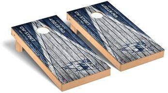 Skip's Garage Wisconsin Stout Blue Devils Weathered Cornhole Board Set