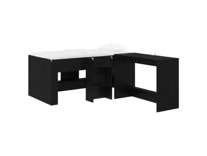 Keeushr Hochbett mit Schreibtisch für 2 STK. Schwarze Eiche Holzwerkstoff, 100x45x75 cm, platzsparend, modernes Design, einfache Montage, Schraubendreher erforderlich