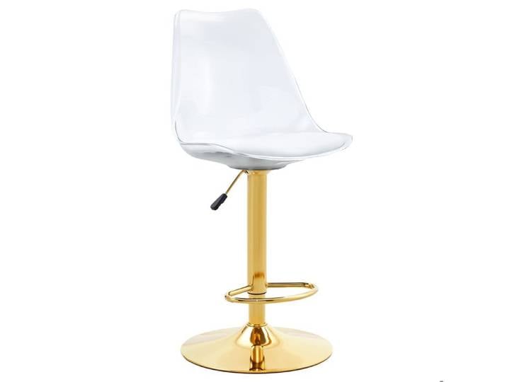ELVORIN Lot de 2 tabourets de bar transparents hauteur réglable 99-120 cm siège PU blanc métal doré