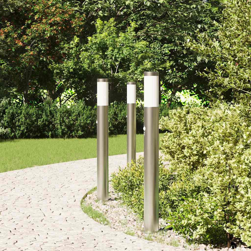 vidaXL Bornes lumineuses avec détecteur lot de 3 80 cm IP44