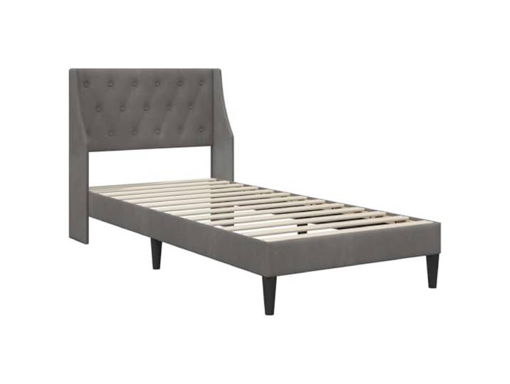 SKTQYQO Bettgestell aus Pannesamt, Dunkelgrau, 90 x 200 cm Basis aus Sperrholz, feste Latten, gedrehte Beine, modernes Design für Zimmer