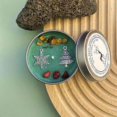 Uplift Picks Crystal Dried Flower Scented Candle Handmade Aromatherapy Tin Candle Decor mint