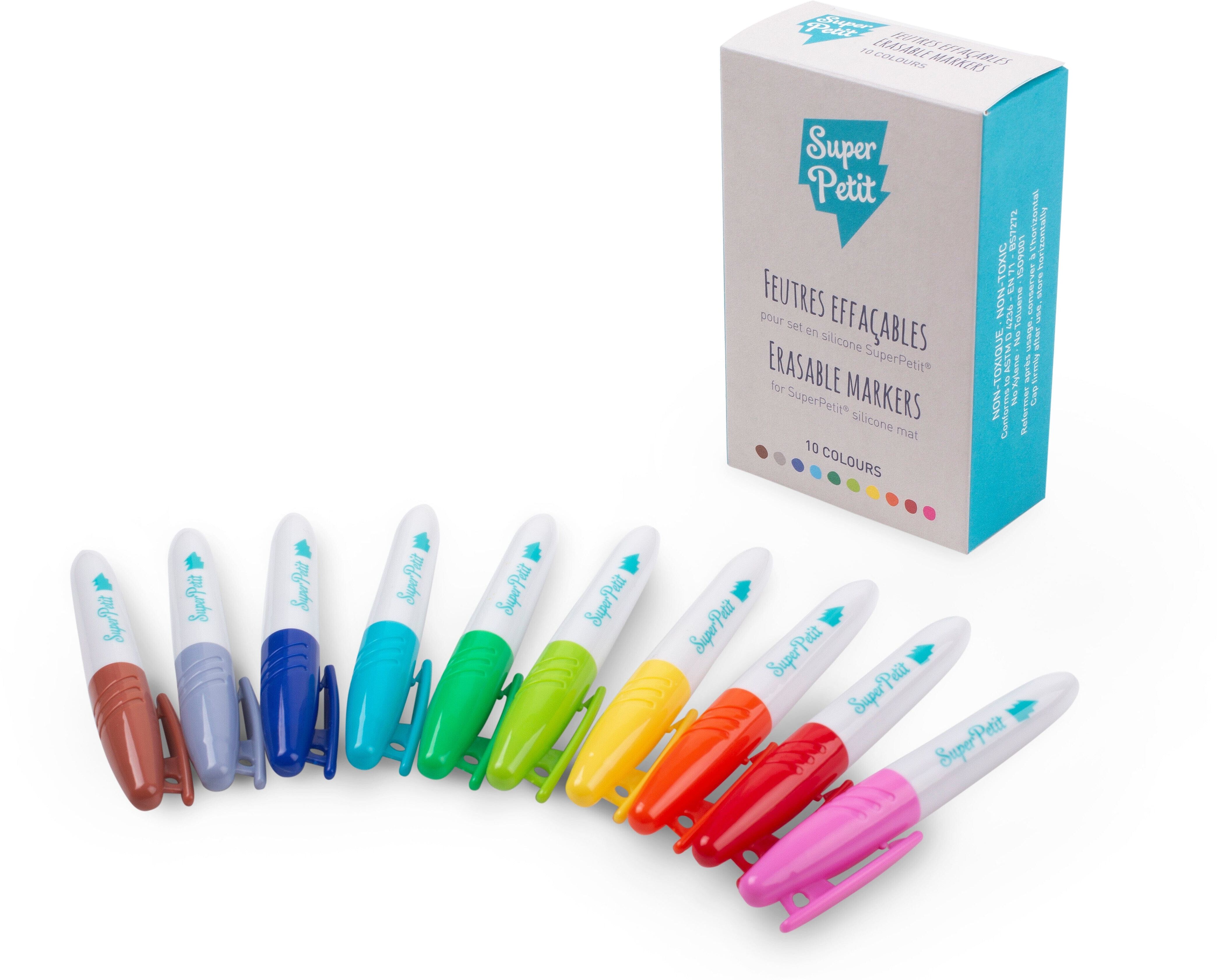 Lot de 10 feutres effaçables pour set en silicone (3 ans et +)   SuperPetit