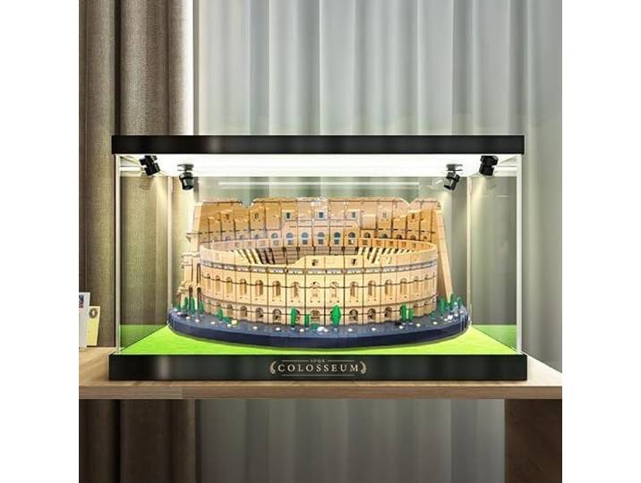 Caikbms Modellbox Acryl Kompatibel Mit Le-go 10276 Kolosseum Bausteinen, Staubdichte Vitrine Für Sammlerstücke Mit Spotlight (Nur Vitrine) A