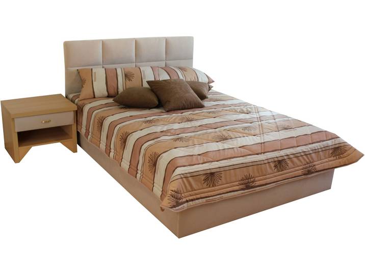 Polsterbett, Microfaser, Beige, 112×210 cm, Mit Bettkasten & Kaltschaummatratze, Westfalia Schlafkomfort