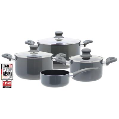 Topf-Set ELO "Rhino Topfset 4-teilig", grau, Töpfe, Hitzeisolierende Softtouch Griffe