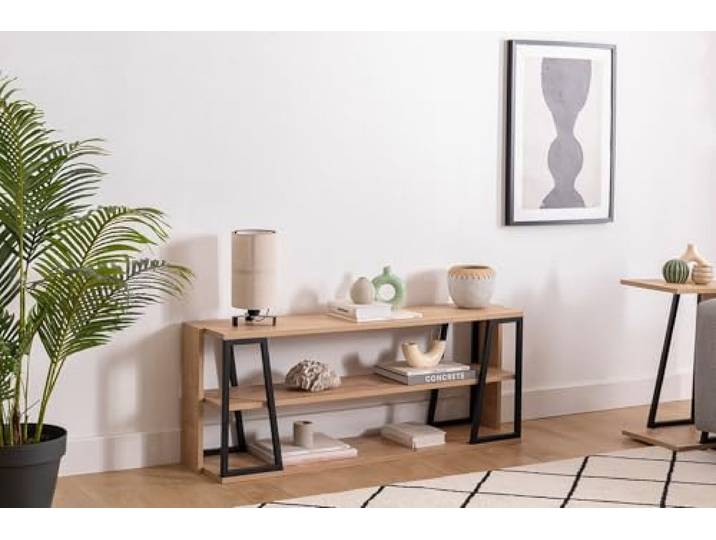 Hanah Home Stylish TV Stand with Metal Frame, Sapphire & Black, 123.6 x 30 x 48.6 cm 100% Melamine Coated Particle Board, 18 mm Thick Modern & Durable Design