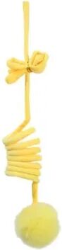 Uplifted Trends Interactive Cat Wand Toy With Spring Rope Plush Ball For Indoor Play yellow