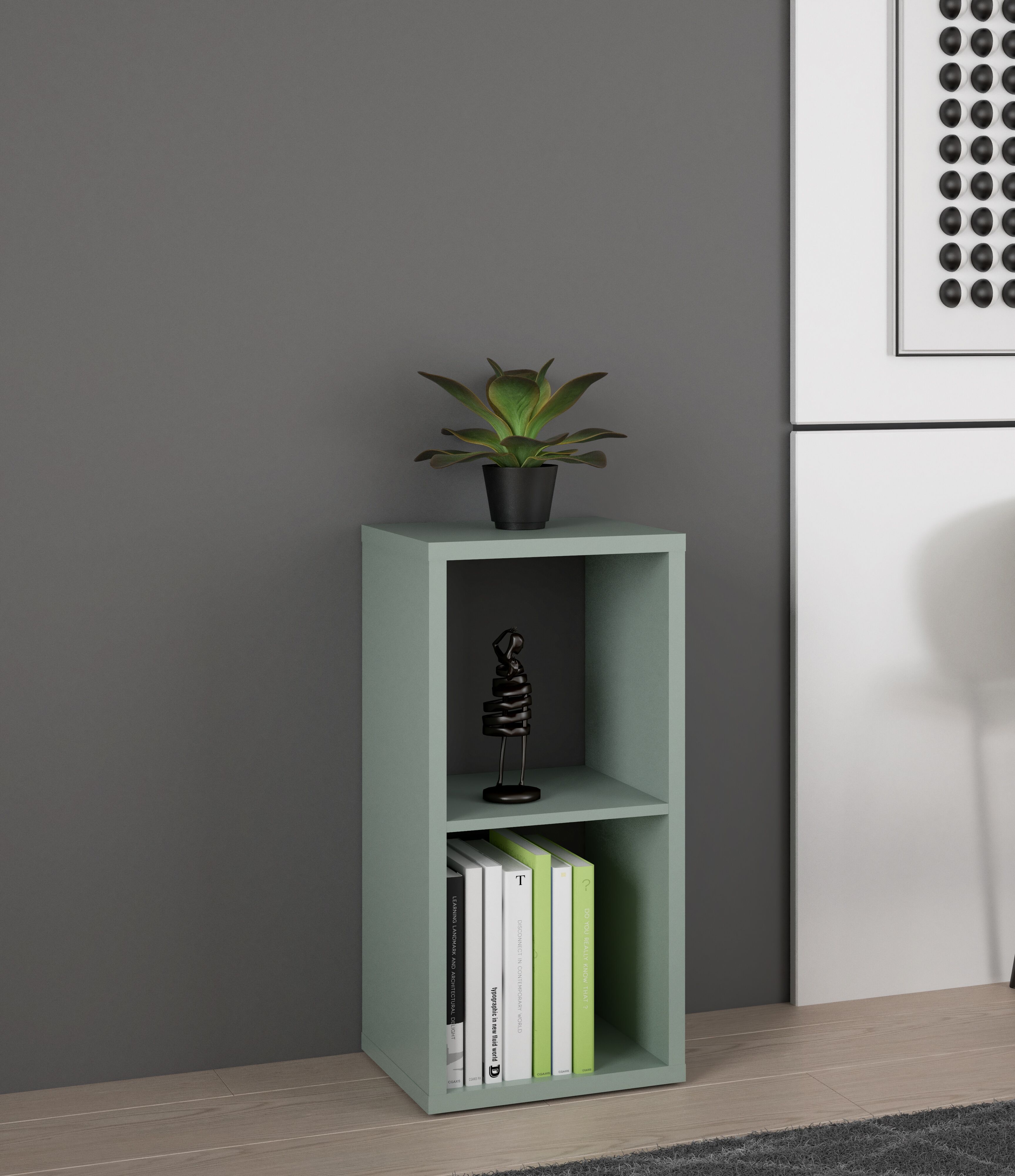 FORTE "Mauro" Regal mit 2 Fächern, B/H/T 38,2x72,9x32,9 cm, langlebige Beschichtung salbei B/H/T: 39,5cm x 72,8cm x 32,9cm, 2 Stk. offene Fächer