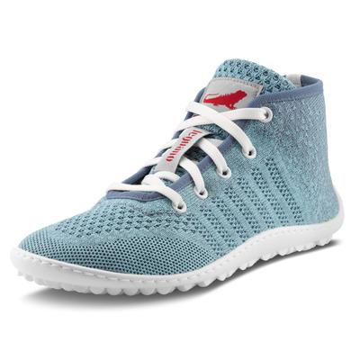 Barfußschuh LEGUANO "GO", Damen, Gr. 48, blau (hellblau), Textil, Schuhe Barfußschuh, Bequemschuh, Komfortschuh, Schnürboots, flexible Halbkugellaufsohle