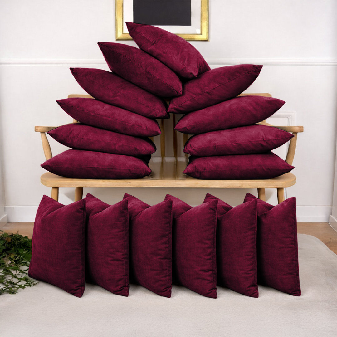 Fairmont Park 16 Pack Velvet Cushion Cover Square Throw Cushion Cases Multi Color Available Burgundy