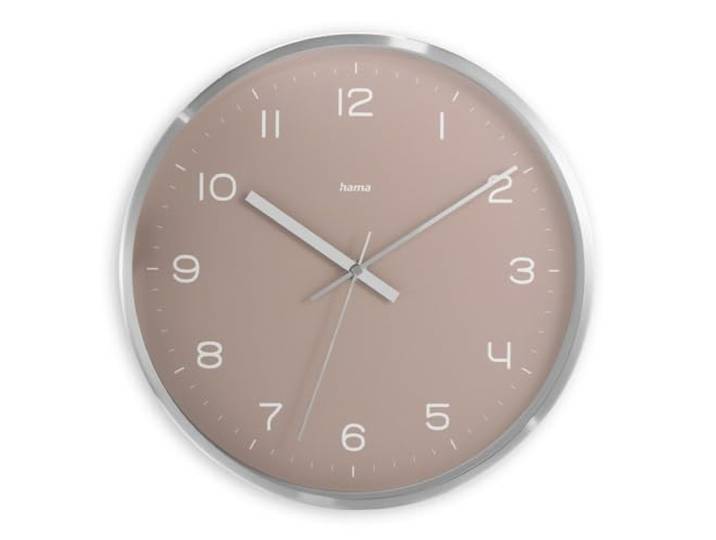 Hama Funkwanduhr (DCF Funkuhr, Wanduhr ohne Tickgeräusche, Ø 30cm, großes Ziffernblatt, analog, Stunden-, Sekunden- und Sekundenzeiger, modernes Design, inkl. Batterie) Aluminium
