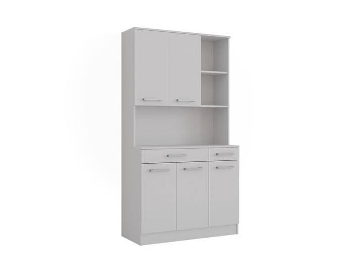 Vicco Küchenbuffet Raul Weiß 100.1 x 188.5 cm mit 5 Türen & 2 Schubladen, Weiß, Weiß, Holzwerkstoff, Rechteckig, 100.1x188.5x46 cm, Küchen, Küchenmöbel, Küchenschränke, Küchenunterschrank