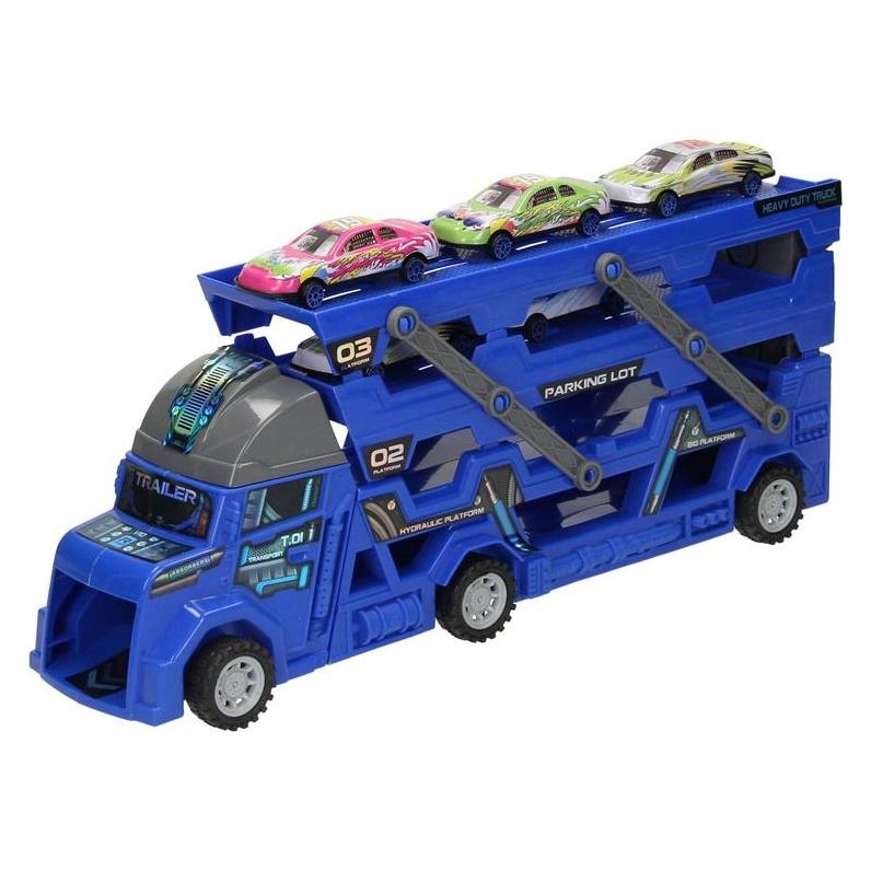 Lobbes Ausklappbarer Autotransporter mit Startfunktion - Blau (66458723)