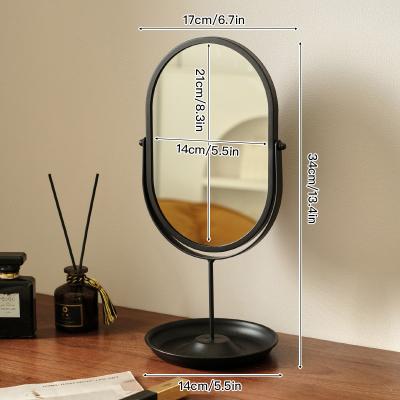 Fusion Finds Modern Vanity Mirror With 360 Rotation Oval Tabletop Makeup Mirror For Bedroom, Bathroom & Vanity Desk black