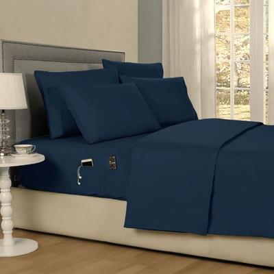 Trade Linker International Smart Pocket Sheet Set, King, Midnight Blue