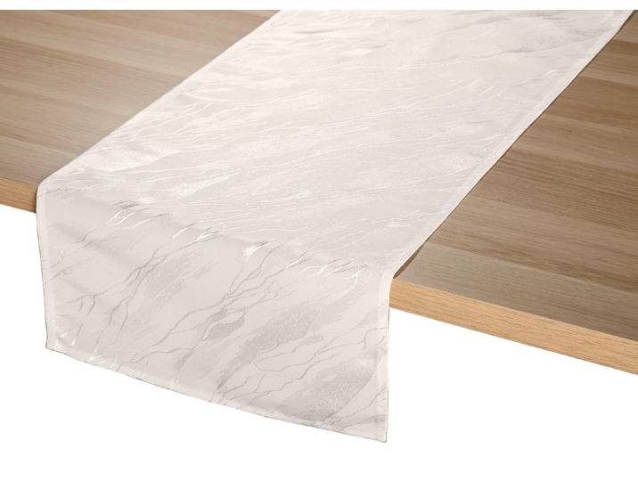 Dezente Tischdecke in Marmor-Optik, Creme, Größe 100 (Läufer, 40/150 cm)