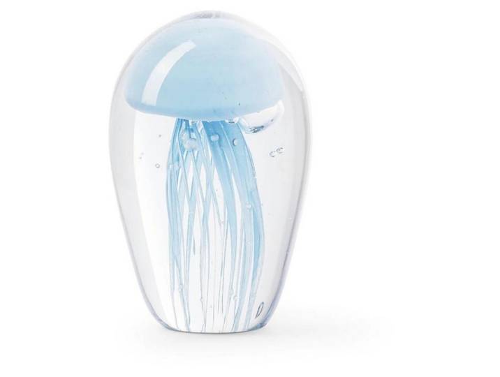Briefbeschwerer Jellyfish in Glas Hellblau H: 12 cm Abhika