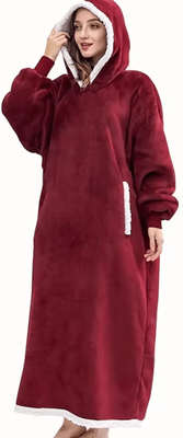 Inspire Curations Oversized Fleece Hoodie Wearable Blanket red 120cm