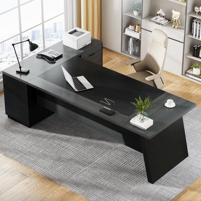 BLUEBELL 78.7-Inch L-Shaped Executive Desk Computer Desk with File Cabinet