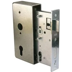 GAH, Türschloss + Schliesszylinder, Schlosskasten DIN links / rechts Mass A185xB90xC55xE30 mm Dornmass 55 mm (Einsteckschloss)