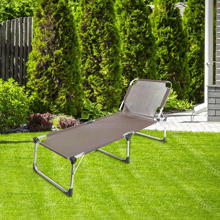 HAUSHALT Aluminium Dreibeinliege taupe Maße: ca. 207x69,5x38,5 cm 16908258