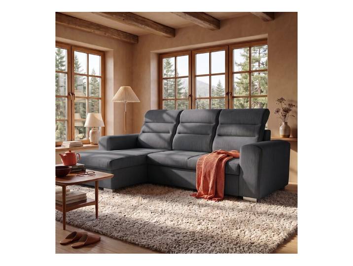 Muffo Ecksofa CLOUD S, Schlaffunktion, Liegefläche 200x120, T30-Schaum, Velour Stoff, Verstellbare Kopfstützen