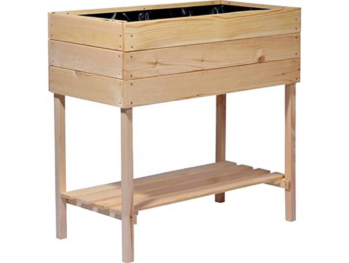 dobar® breites Hochbeet XL aus Holz - Erhöhtes Gemüsebeet auf Stelzen - Kräuterbeet aus Massiv-Holz - Pflanzkasten für Balkon/Garten/Terrasse - Salatbeet für die Anzucht - 80 x 40 x 78 cm