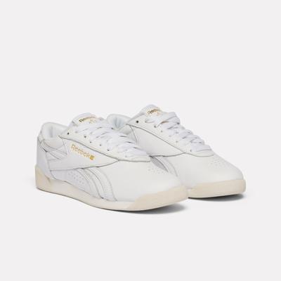 Sneaker REEBOK CLASSIC "F/S LO", Damen, Gr. 37, weiß (chalk, goldmetallic, gum), Leder, Schuhe Sneaker