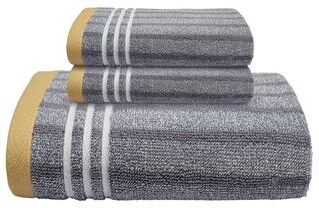 JML 3 Piece Cotton Striped Bath Towel Set