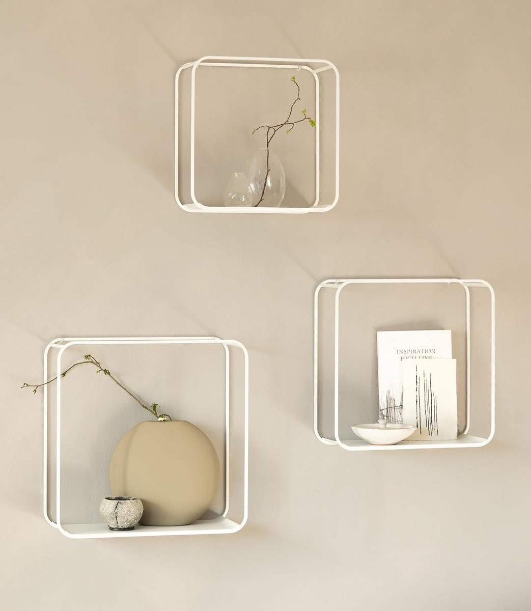 3-delige metalen wandplank set voor decoratie en opslag