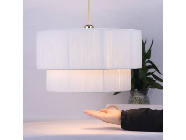 Lampes suspendues en corde de chanvre JOYINLED 45 cm à 2 niveaux, beige/blanc, style bohème côtier, lustre, lampes suspendues en corde de chanvre tissée