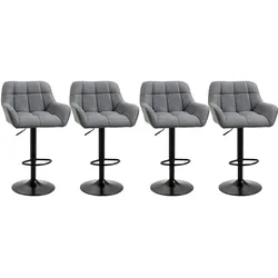 BARHOCKER 4ER-SET aus Kunstleder Grau